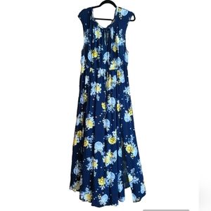 Navy and Yellow Floral Maxi Dress